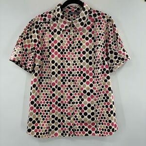 3For$20 Apt.9 Polka Dot Button Down Blouse size 1X